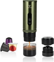 Machine à expresso portable 12V: cafetière de voyage avec chauffe rapide et batterie de 15000 mAh – Jusqu’à 8 tasses pour le camping, les voyages et la conduite en voiture GRIS