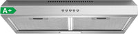 Hotte Aspirante 60 cm Encastrable, 250 m³/h Hotte de Cuisine Slim, 3 Vitesses, Classe A+, LED, Inox 430, Recyclage & Évacuation