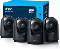 Lot de x4 Caméra Surveillance WiFi Intérieure 2K 3MP 2.4/5GHz, Vision Nocturne Infrarouge, SD/Cloud, 360° PTZ, Audio Bidirectionnel, Détection de Mouvement, Alarme