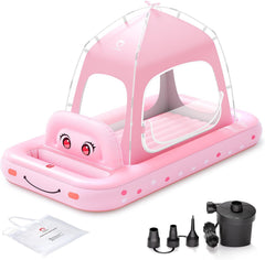 Matelas Gonflable pour Enfants, Design Tente Voiture Princesse, à partir de 3 Ans, ROSE
