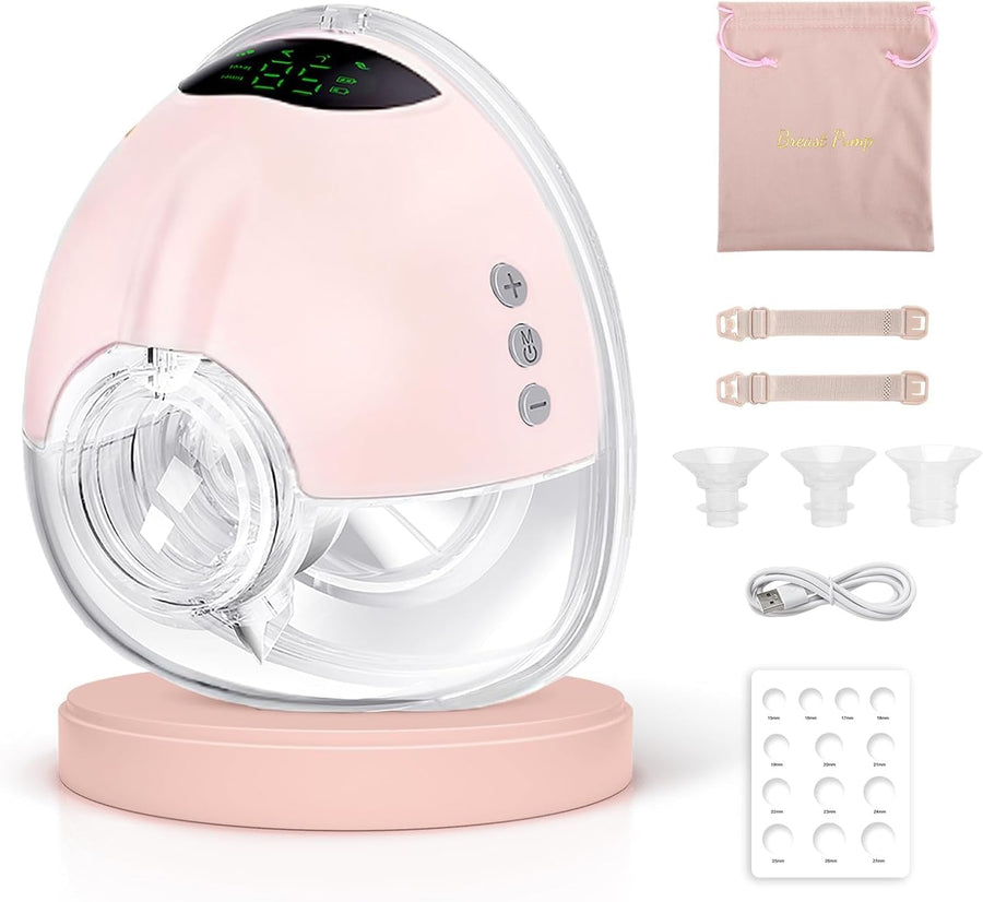 Tire Lait Electrique Main Libre, 4 Modes 9 Niveaux, 350mmHg Forte Aspiration, Komfortabler, Sans douleur, Sans BPA, avec Bride de 17/19/21/24 mm