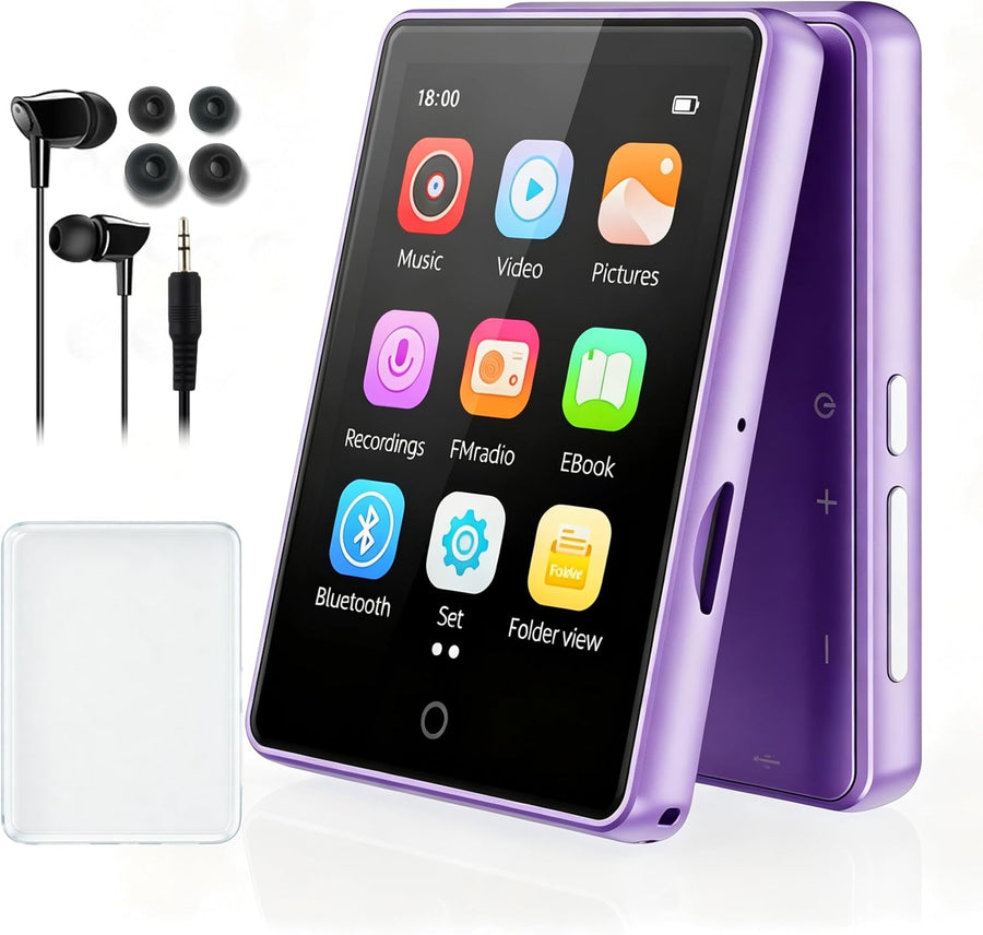 Lecteur MP3 32Go Bluetooth 5.3 avec Haut-Parleur, écran Tactile 2,8 Pouces | pour Enfants,qualité sonore HiFi, Radio FM, enregistreur Vocal, Prend en Charge Les Cartes TF jusqu'à 128 Go VIOLET