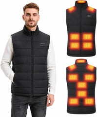 Gilet Chauffant Homme Taille L avec 15 Zones de Chauffage, 3 Niveaux de Température Réglables, Veste Chauffante Électrique pour Ski, Randonnée, Moto, Camping, Hiver (Sans Batterie)