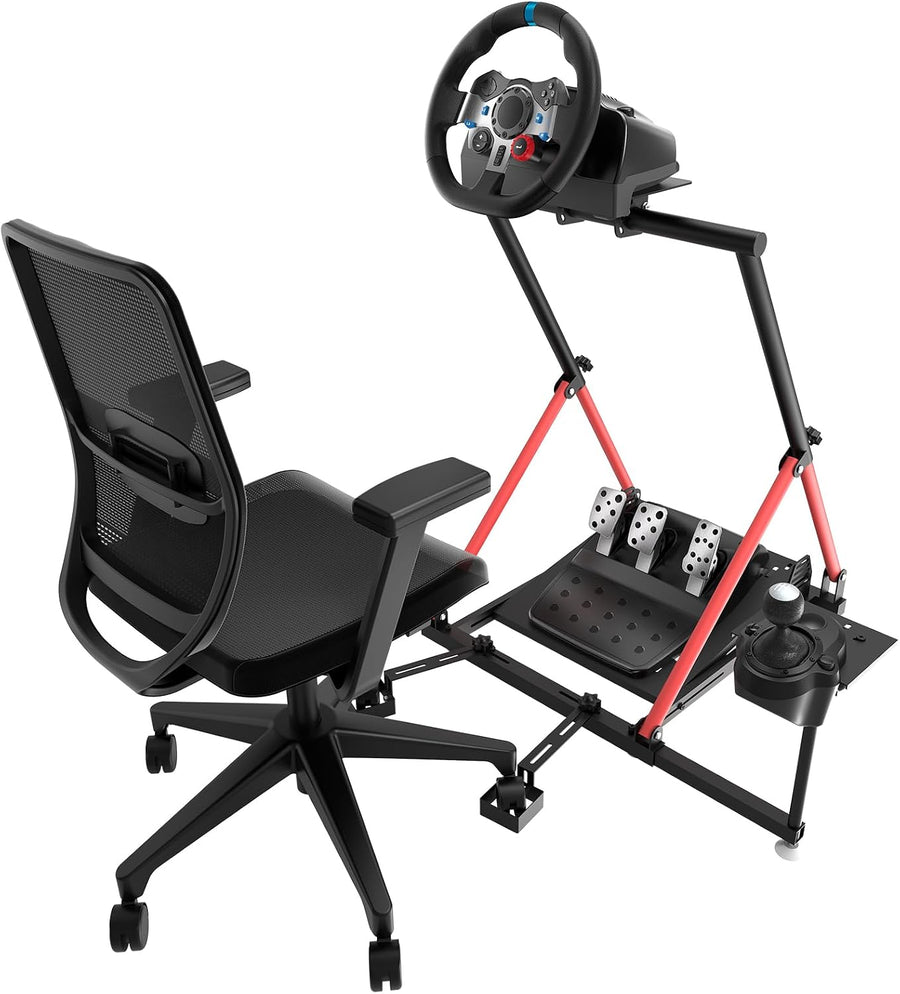 Support de roue de course avec fixation de chaise, cockpit de course pliable compatible avec MOZA R5, R3, R9 à R25/Logitech G920, G923, G27, G29/Thrustmaster T248, T300, T500, T818/Turtle Beach