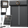 Grande Porte Poulailler Automatique Solaire avec avec Écran LCD Externe Capteur de Lumière, Minuterie, Télécommande, Fonction Anti-pincement, Aluminium, Étanche IP65, Ouverture 28.5 x 24 cm