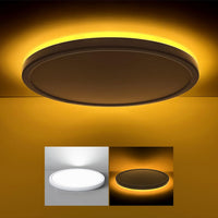 Plafonnier LED avec veilleuse 24W, 3 CCT, rond Ø30cm Blanc | Lampe à panneau plat pour chambre, chambre d'enfant, couloir, cuisine, avec veilleuse 4W et 3 couleurs chaud, neutre et froid