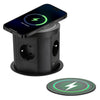 Bloc Prise Encastrable Automatique, Prise Encastrable Plan de Travail avec Chargeur Sans Fil 15 W, D 117 mm, Prise de Table Escamotable 3 Prises avec 1 USB C 1 USB A - Prise de Table Rétractable