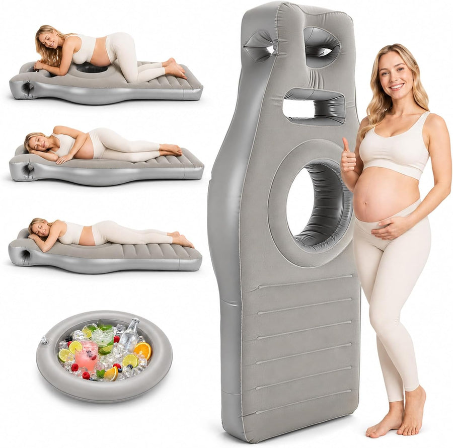 Matelas gonflable pour femmes enceintes avec ouverture ventre, matelas gonflable de grossesse en PVC épais floqué pour tout le corps