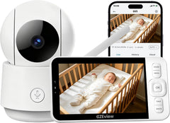 Babyphone avec caméra et application, moniteur vidéo de 5,0 pouces sans Wi-Fi, vision nocturne, audio bidirectionnel, VOX