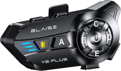 BLAISE V6 Plus Intercom Moto Bluetooth, Système de Communication Casque, 2 Voies pour 2 Motards & Jusqu’à 6 Appairés, Portée 1000 m, Bluetooth 5.3, Réduction de Bruit, Partage de Musique,Unique Pack