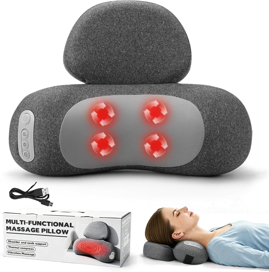 Masseur Cervical avec Chauffage, 3 en1 Masseur Dos et Cervicales avec Chauffage, Vibration et Traction, Masseur Cervical et Dos Électrique Pour Soulager Les Douleurs Des Tissus Profonds