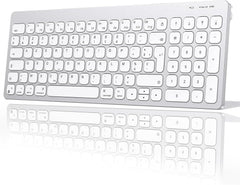 Clavier Bluetooth pour Mac OS, OMOTON Clavier sans Fil pour Apple MacBook Pro/Air, iMac, iMac Pro, Mac Mini/Pro, Clavier Silencieux Alimenté par AAA Piles, AZERTY