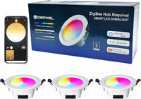 Lot de x3 Spot LED encastrable à intensité variable RVB blanc chaud et Contrôle par application, salon, Alexa, changement de couleur RVB, température de couleur 3000 K-6000 K, 1100 lm
