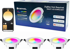 Lot de x3 Spot LED encastrable à intensité variable RVB blanc chaud et Contrôle par application, salon, Alexa, changement de couleur RVB, température de couleur 3000 K-6000 K, 1100 lm
