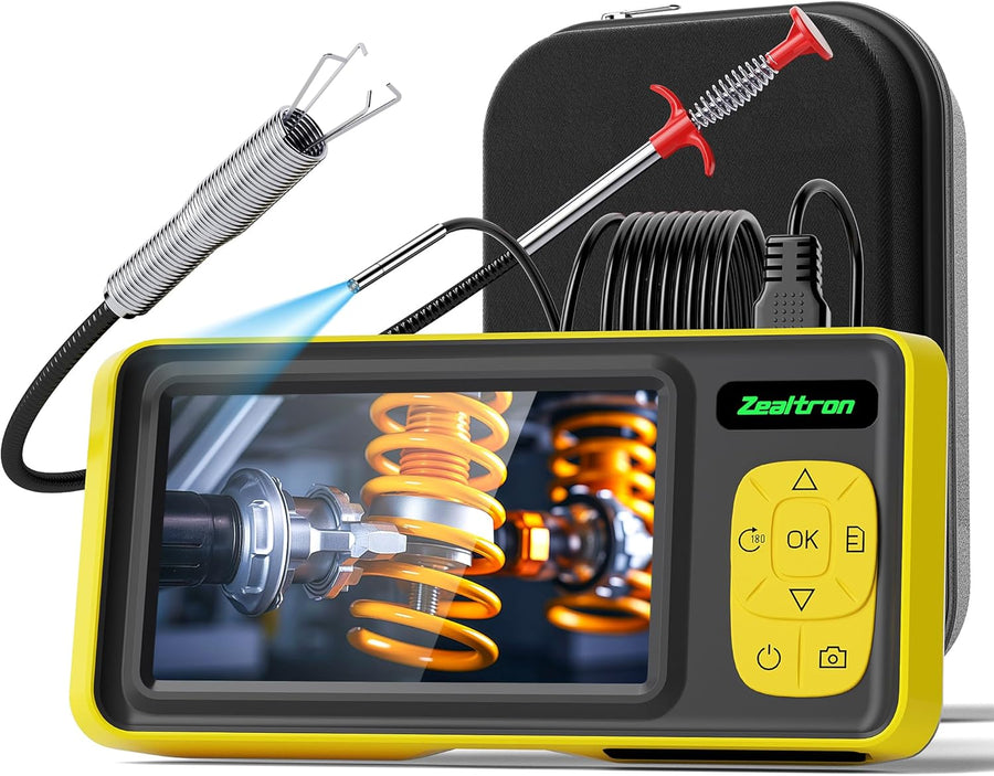 Endoscope, Caméra d'Inspection 3.9mm, USB Interchangeable, Pince Incluse | Écran IPS 4,3" 1080P HD. Étanche IP67, câble 5M, pince débouchage 1M incluse. Système modulaire USB, mallette de transport