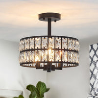 Plafonnier Cristal Noir Moderne Élégant pour Salon et Chambre
