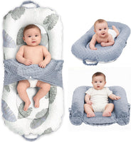 Nid bébé pour nouveau-né, 0 à 24 mois Chaise longue portable 3-en-1, coussin de ventre pliable et soutien assise bébé, housse amovible 100% coton et velours