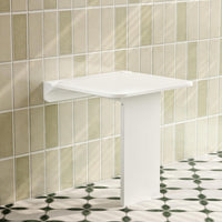 Siège de Douche Pliant, Banc Mural pour Chaussures, Blanc avec Pied Support, Douchechaise Cachée, Gagne de la Place, Facile à Nettoyer, Charge 200 KG