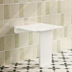 Siège de Douche Pliant, Banc Mural pour Chaussures, Blanc avec Pied Support, Douchechaise Cachée, Gagne de la Place, Facile à Nettoyer, Charge 200 KG