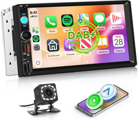 Autoradio Dab+/Dab 2 din Carplay sans Fil Android Auto avec Écran de 7 Pouces, Poste Radio Voiture Bluetooth Ecran Tactile avec Sortie Vidéo/RDS/FM/USB/AUX/TF+Caméra de Recul