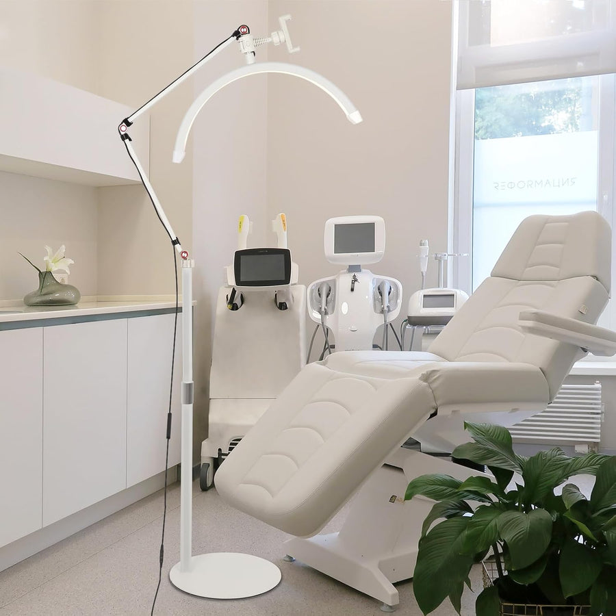 Lampe Demi Lune,Lampe Extension de Cils,36W Lampe de Cils en Lampe sur Pied avec Tête Réglable à 360°,3000K-6000K