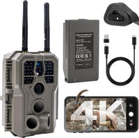 GardePro E8 2.0 Pro 4K Camera de Chasse WiFi, Batterie de 7800 mAh | Portée WiFi de 50 Mètres, 64MP Caméra de Chasse Connectée Telephone, Camera Vision Nocturne Animaux Exterieur
