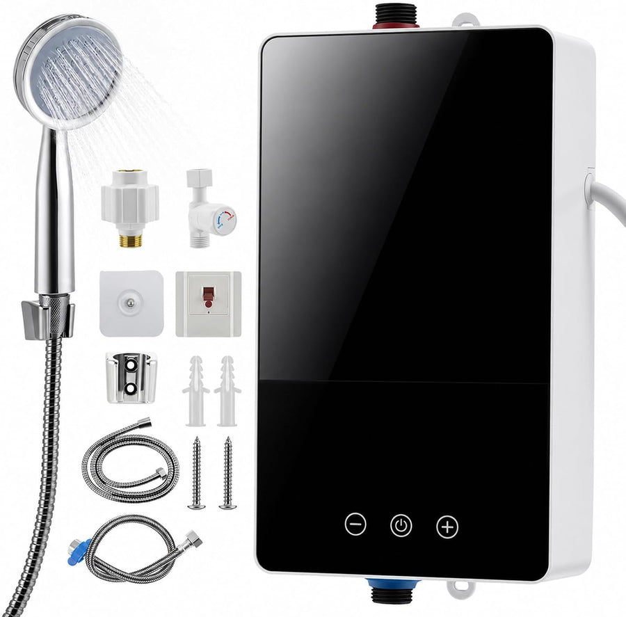 Chauffe-eau instantané 230V 5500W, pour douche et cuisine, avec kit douche complet, affichage LED et régulation électronique, Pour douche, cuisine et salle de bain