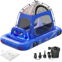 Matelas gonflable pour enfants, motif tente de voiture de course, à partir de 3 ans, BLEU
