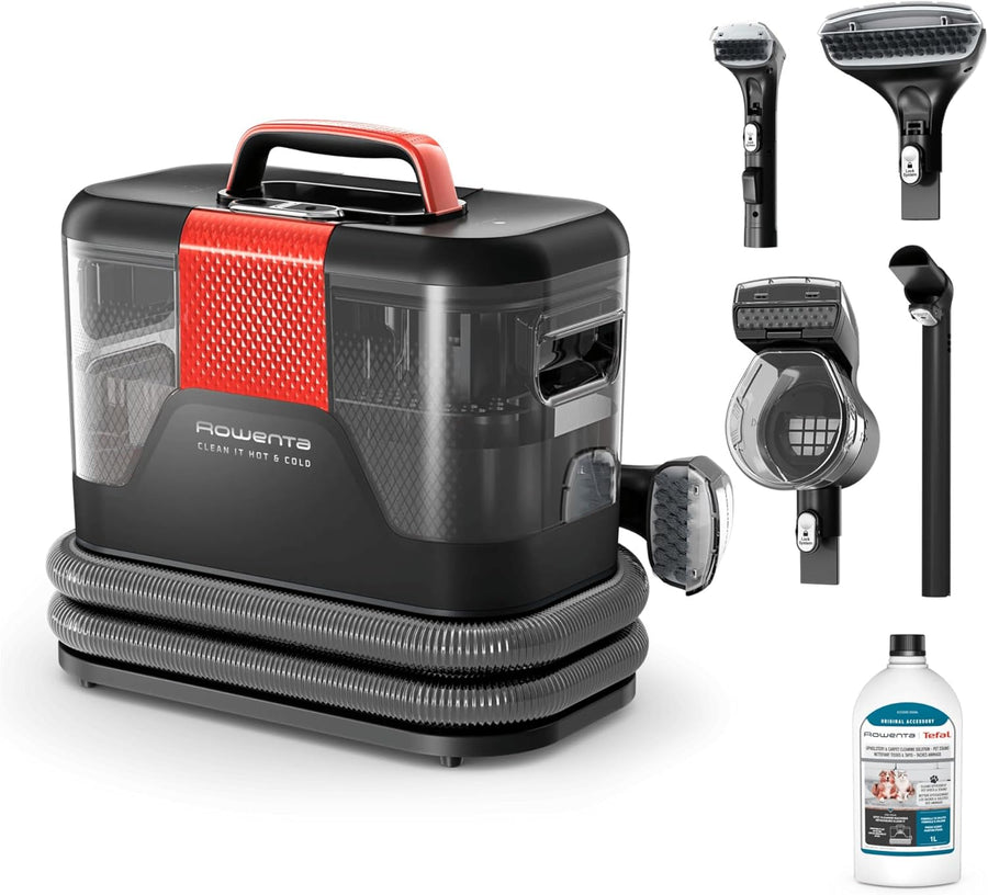 Rowenta - Shampouineuse Clean It Hot & Cold - 1150 w | Nettoyeur tapis et canapé puissant - Technologie PowerHeat 60°C - Élimine taches tenaces - Accessoires animaux inclus