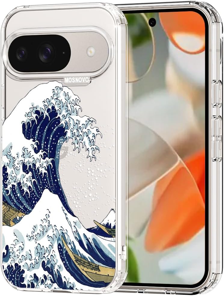 Coque pour Google Pixel 9 & 9 Pro - Housse Fine Transparente Antichoc en TPU + PC [Protection Contre Les Chutes de 2 m/Anti-Pelage] - Art de Collage Vintage