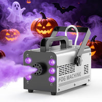 Machine à Fumée Mini Machine à Brouillard avec 6 LED Lumières Contrôlables en Couleur, 400 W avec télécommande, DJ Mariage Halloween Fête et Spectacle Noël Contrôle double mode