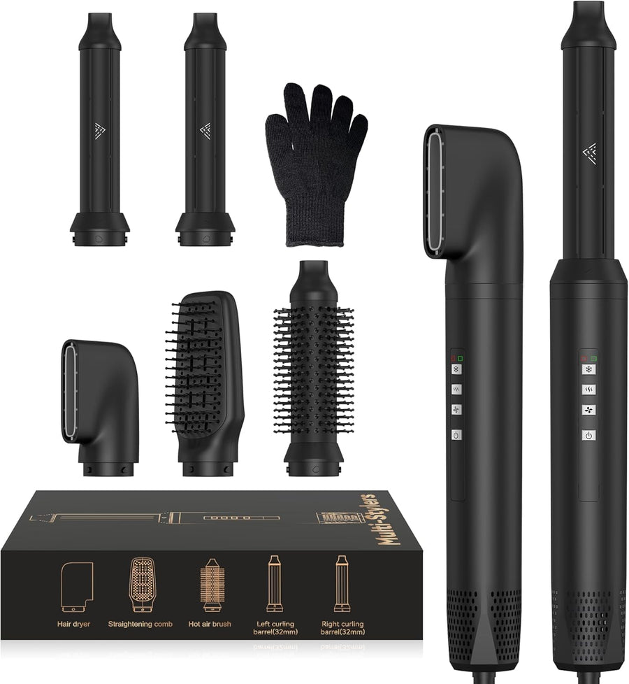 Airstyler 5 en 1 Brosse Soufflante Air Styler set Hair Styler Airbrush Fer a Boucler Brosse Soufflante Brosse Lissante Pour Cheveux, Kit de coiffure