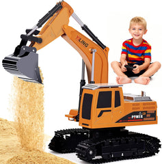 Pelleteuse Télécommandée pour Enfants 3-9 Ans, Engin de Chantier RC 2,4 GHz avec Lumière & Son, Jouet Pelleteuse Durable pour Intérieur & Extérieur