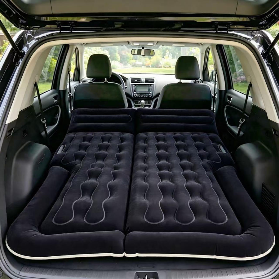 Matelas gonflable de voiture pour SUV et berline, lit de siège arrière gonflable à 4 zones avec 4 valves, matelas de camping de voiture avec masque pour les yeux, bouchons d'oreille