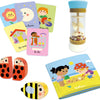 Nathan Petit Le Coffret de Mes 1 an - Jouet Bébé 1 an - Cadeau 12 Mois Coffret d'Éveil Sensoriel 4 en 1 - Livre de Bain - Bâton de Pluie, Cartes Imagier - Hochets en bois - Cadeau Garçon, Fille