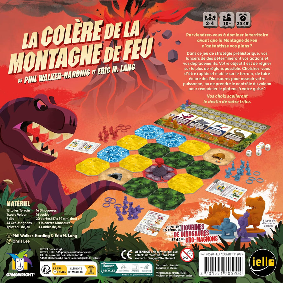 La Colère de la Montagne de Feu – Version Française – Jeu de Stratégie, Dés & Majorité avec Dinosaures et Plateau Modulable, 2 à 4 Joueurs, 30 à 45 Min, Dès 10 Ans