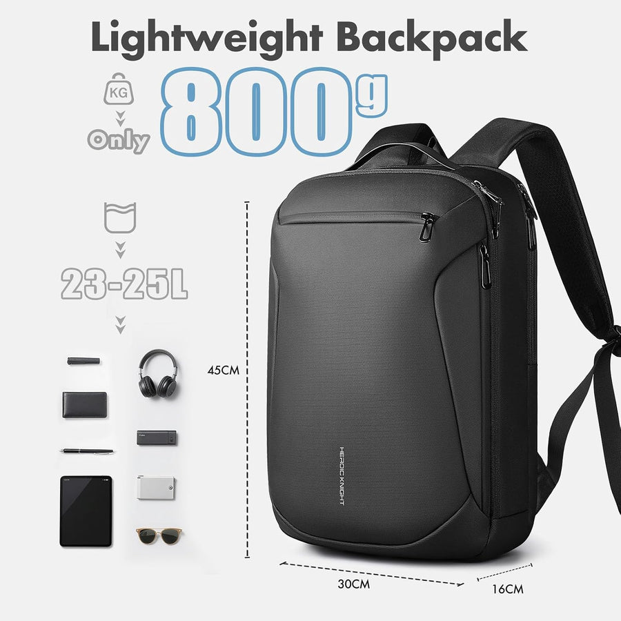 Sac à Dos Ordinateur Portable 15,6 Pouces Imperméable Sac à Dos Business | Fermeture Verrouillable Antivol Léger Sac à Dos Travail avec Double Port USB-A & USB-C pour Affaires Voyage et Université 25L