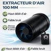 Extracteur d'Air 100 mm avec Variateur – Ventilateur de Gaine Silencieux 6 W, Débit 221 m³/h, pour VMC, Salle de Bain, Cave, Garage, Culture Hydroponique