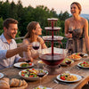 Fontaine de Fête 3 Niveaux avec LED et 5 Verres, pour Vin Rouge Jus Punch 4L Fontaine à Boissons Électrique, Réutilisables Fontaine à Vin Rouge pour Pubs, Fêtes à la Maison et Fêtes d'Anniversaire