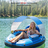 Tube de rivière gonflable de 116,8 cm avec auvent pare-soleil amovible, tube flottant robuste pour adultes, repose-jambes et dossier ergonomiques, sac imperméable et porte-gobelets BLEU