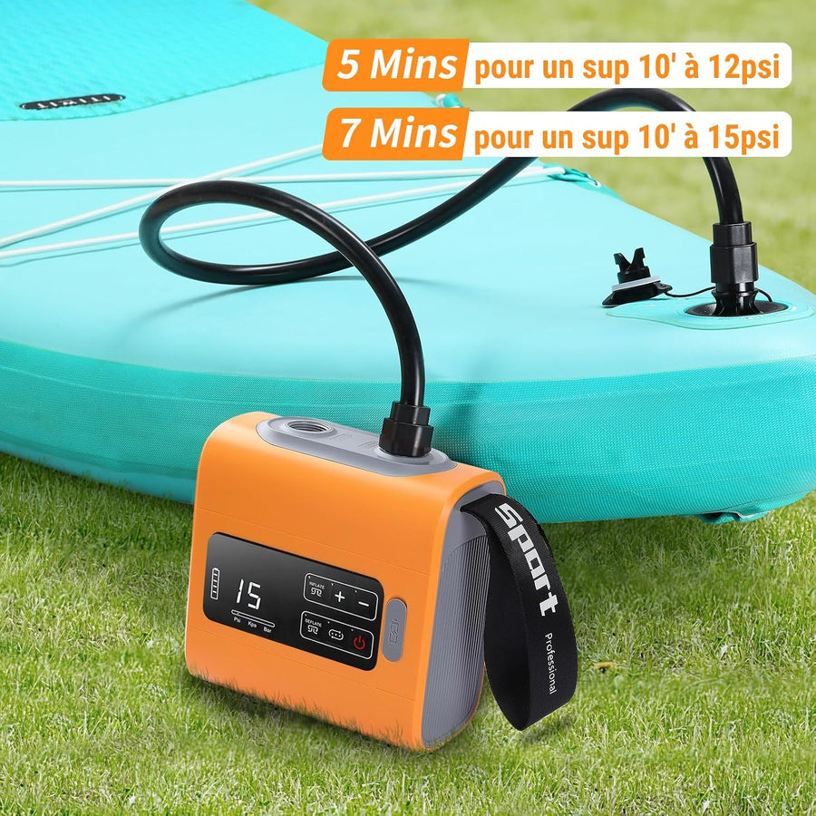 Gonfleur Paddle Electrique 22PSI Pompe Sup Rechargeable Portable pour Kayak