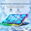 Support Refroidisseur pour Ordinateur Portable avec 9 Ventilateurs Silencieux Compatible 14-19 Pouces, 6 Vitesses Réglables, 10 Modes D'éclairage RVB, 2 Ports USB Et Support pour Téléphone