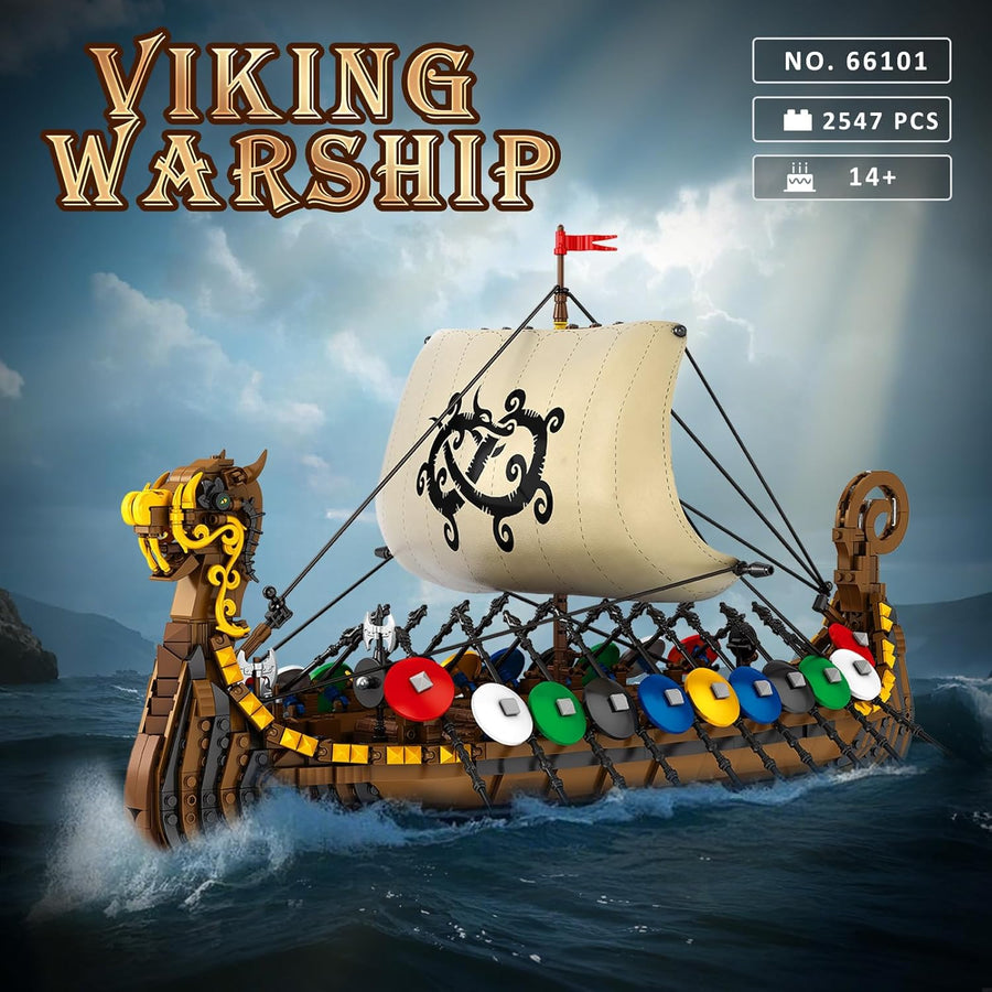 Ensemble de construction modèle pirate viking, kit voiles et boucliers 66101, cadeau hommes adultes garçons, décoration bureau viking