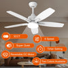 Ventilateur de Plafond avec Lumière et Telecommande, 106cm LED Lampe Ventilateur Plafond Dimmable Lampe Intégrée, 6 Vitesses, Silencieux Pales Effet Bois (Blanc+bois Clair)