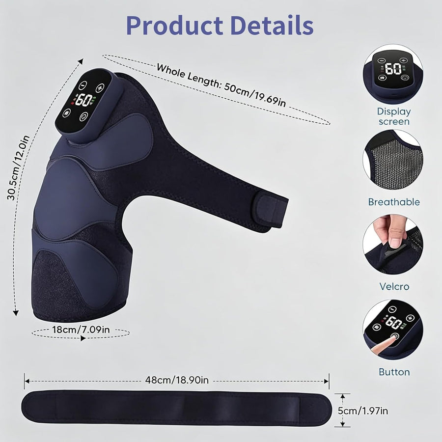Appareil Massage 3 En 1, 4 Moteurs à Vibration, 5 Niveaux de Chaleur (40-60℃) Masseur de genou sans fil avec chauffage en graphène, masseurs électriques
