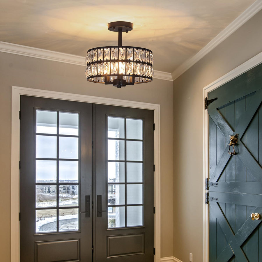 Plafonnier Cristal Noir Moderne Élégant pour Salon et Chambre
