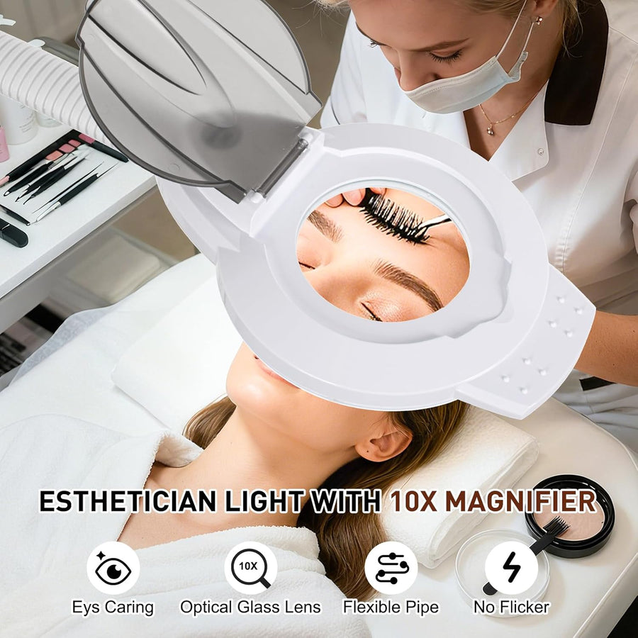 Lampe Esthetique Professionnel, 2500 Lumens, col de Cygne Flexible, Intensité Réglable en Continu, Lampadaire Loupe LED