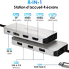 Station d'accueil USB C pour ordinateur portable, quatre moniteurs avec double HDMI, DP, VGA, PD 100 W, 3 ports USB 2.0 pour appareil sans fil, compatible avec Lenovo, HP, Dell, Windows System