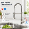 Robinet de cuisine extractible haute pression, mitigeur 360° avec douchette et tuyau à ressort, robinet d’évier en acier inoxydable pour évier et casseroles
