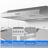 Hotte Aspirante 60 cm Encastrable, 250 m³/h Hotte de Cuisine Slim, 3 Vitesses, Classe A+, LED, Inox 430, Recyclage & Évacuation